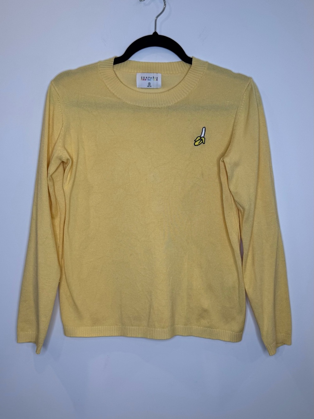 Compania Fantastica Banana Embroidered Crewneck Sweater sz small